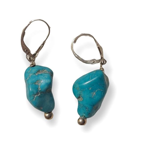 Chunky Raw Turquoise Necklace Bracelet and Earrings Set - Picture 2 of 5